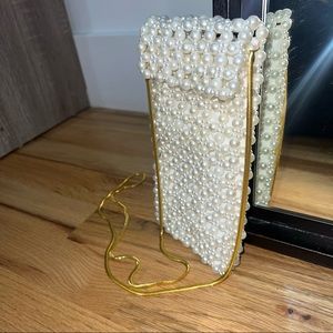 Zara Pearl White Crossbody Purse with Gold Strap